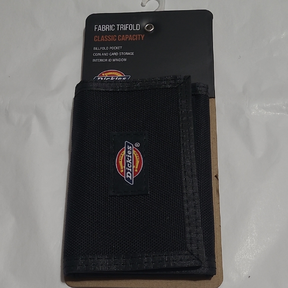 Dickies Classic Black Fabric Trifold Wallet